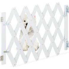 Relaxdays Bamboo safety gate white baby dogs pets 47.5x108.5x1.5cm protection extendable