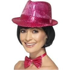 Pink Headgear Smiffys Sequin trilby hat, pink