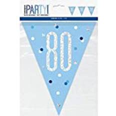 Unique Party Lyseblå flagbanner 80 år