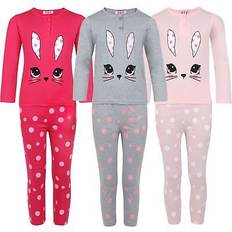 S Night Garments 3-4 Years, Cerise Girls Rabbit Face Pyjama SF-18629 Set Pink 3-4yrs