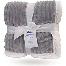Polyester Baby Blankets Large boy or girl baby sherpa fleece blanket for cot, pram, grey, 80110cm