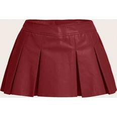Shein Solid Pleated PU Leather Skirt