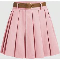 Shein Solid Belted Pleated Skirt