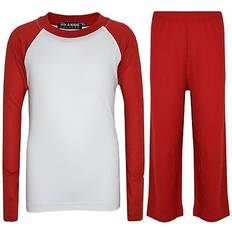 Red Pyjamases Children's Clothing Kids girls boys pyjamas designer plain red contrast sleeve nightwear pjs 2-13 yr