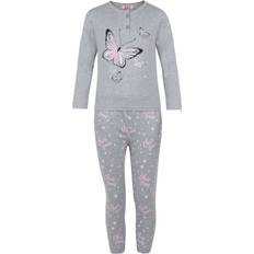 S Night Garments 3-4 Years, Grey Marl Girls Butterflies Pyjama SF-18627 Set 3-4yrs