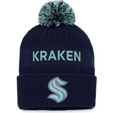 Fanatics Branded Deep Sea Blue/Light Blue Seattle Kraken 2022 NHL Draft Authentic Pro Cuffed Knit Hat with Pom Mens