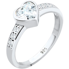 Elli Heart Symbol Engagement Ring - Silver/Diamonds