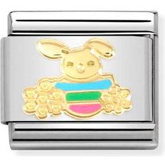 Stainless Steel Charms & Pendants Nomination CLASSIC Composable Gold Easter Rabbit with Flowers Charm 030272/74
