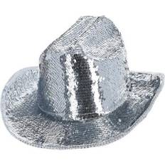 Unisex Headgear Smiffys Fever Deluxe Sequin Cowboy Silver Hat