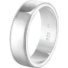 Men - Silver Rings The Love Silver Collection Sterling Silver Milgrain Edge 6mm Court Wedding Band Ring, Silver, M, Men Ilver