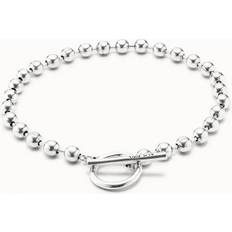 Metal Necklaces UNOde50 T-Bar Beaded Collar Necklace, Silver