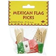 Beistle Mexican Flag Picks 2.5-Inch 50-Count Green/Red/White, Pkg Of 1
