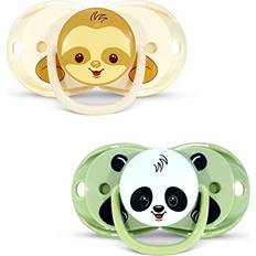 Baby Care RaZbaby Keep-It-Kleen Pacifier, 0-36m, Sloth & Panda, 2 Pacifiers
