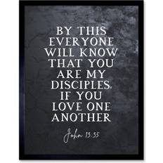Square Posters 13:35 My disciples Love One Another Christian Bible Verse Quote Poster