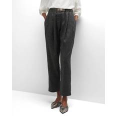Brunello Cucinelli Pleated mid-rise straight pants grey