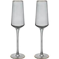 Grey Champagne Glasses Hestia Set of 2 Rim Champagne Glass 2pcs