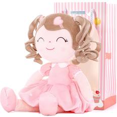 Gloveleya Baby Doll Gifts Plush Curly Girl Toys with Love 16" Pink