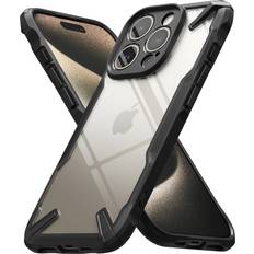 Bumpers Rearth Ringke Fusion-X [Anti-Scratch Dual Coating] Compatible with iPhone 15 Pro Max Case Augmented Bumper Clear Hard Back Heavy Duty Shockproof Advanced Protective Cover Black