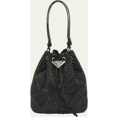 Prada Bucket Bags Prada Satin Mini-bag With Crystals Black TU