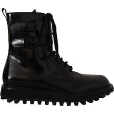 Dolce & Gabbana Lace Boots Dolce & Gabbana Black Leather Combat Lace Up Mens Boots Shoes