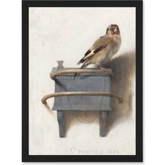 Gold Framed Art Fabritius The Goldfinch Bird Animal Nature Painting A4 Framed Art