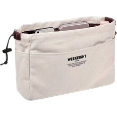 Shein Drawstring Canvas Storage Organizers, Multi-Pockets Liner Bag, Lightweight Portable Travel Storage Bag, Zipper Cosmetic Storage Bag, Multi-Pocket Organizer Insert Bag