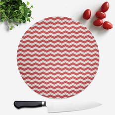 Red Chopping Boards Red Zig Zag Round Chopping Board
