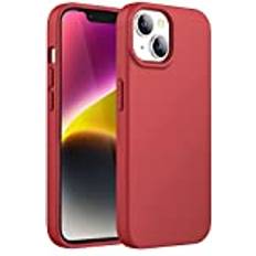 JeTech Silicone Case for iPhone 14 6.1-Inch, Silky-Soft Touch Full-Body Protective Phone Case, Shockproof Cover with Microfiber Lining Red