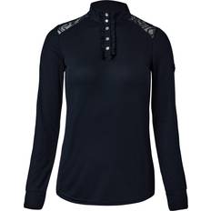 Horze Equestrian Clothing Horze Sianna Women's Show Shirt with Lace Shoulders and Long Sleeves Dark Navy Women