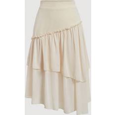 3XL Skirts Shein Women's Solid Color Asymmetric Ruffle Hem Midi Skirt