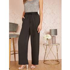 Trousers Yumi Satin Relaxed Trousers, Black