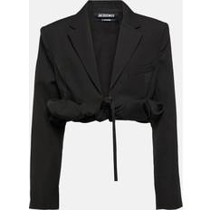 Linen Blazers Jacquemus Croissant Cropped Wool Suit Jacket Womens Black