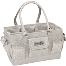 Zipper Fabric Tote Bags Everything Mary tan dot deluxe store & tote caddy, desk space craft organiser