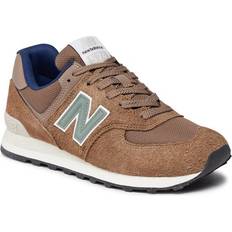 New Balance Brown Trainers New Balance Unisex 574 in Brown/Blue Suede/Mesh