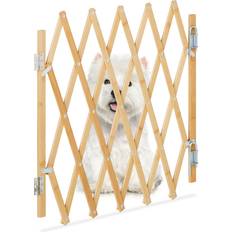 Relaxdays Safety Gate, Barrier, Extendable up to 96 cm, 48.560 cm high, Bamboo, Stair & Door Dog Guard, Natural