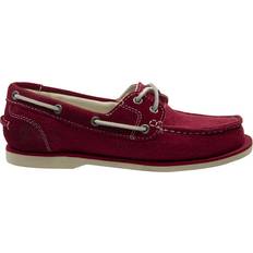 Red Boat Shoes Timberland Classic Eye Boat Red Textile Lace Up Womens Shoes A14LV