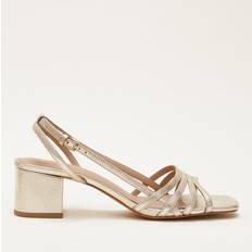 Gold - Women Shoes Phase Eight Women's Gold Leather Block Heels