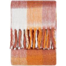 Orange Blankets Furn Juno Mohair Check Blankets Orange