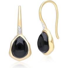 Onyx Earrings Gemondo Irregular Black Onyx & Topaz Drop Earrings In 18ct Gold Plated SterlIng Silver