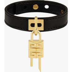Brass Bracelets Givenchy Womens Black Golden Padlock-charm Adjustable Leather Bracelet