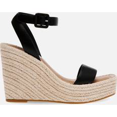 Synthetic Espadrilles Steve Madden Women's Upstage Leather Wedge Sandals Black