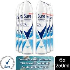 Sure Deodorants - Sprays - Women Sure Women Anti-perspirant 72H Nonstop Protection Cotton Dry Deodorant 250ml, 6 Pack