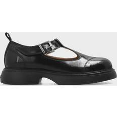 Black - Women Loafers Ganni Women's Everyday Buckle Mary Jane Leather Shoes Black
