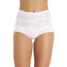 Camille Underwear Camille High Waist Seamless Floral Lace Control Briefs White
