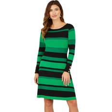 Stripes - Women Dresses Yumi Striped Knitted Skater Dress, Green