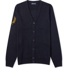 Fred Perry Cardigans Fred Perry Men's Intarsia Laurel Wreath Cardigan Navy Navy