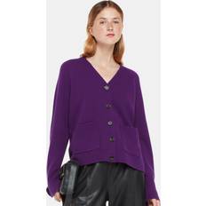 Purple - Women Cardigans Whistles Wool Relaxed Pocket Cardigan, Purple
