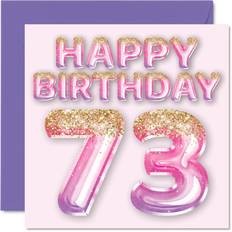 STUFF4 73rd Birthday card for Women Pink & Purple glitter Balloons Happy Birthday cards for 73 Year Old Woman Mom great grandma Nanny gran, 57 x 57 Inch