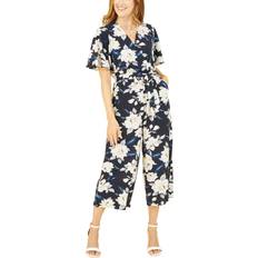 Florals - Women Jumpsuits & Overalls Yumi Navy Floral Print Jumpsuit With Angel Sleeves