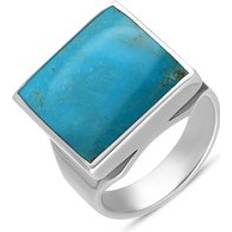 Men - Silver Rings C W Sellors Sterling Silver Turquoise Square Ring Silver